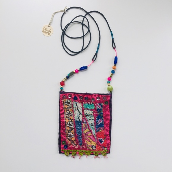 Handmade one of a kind up-cycled fabric necklace - Picture 2 of 8